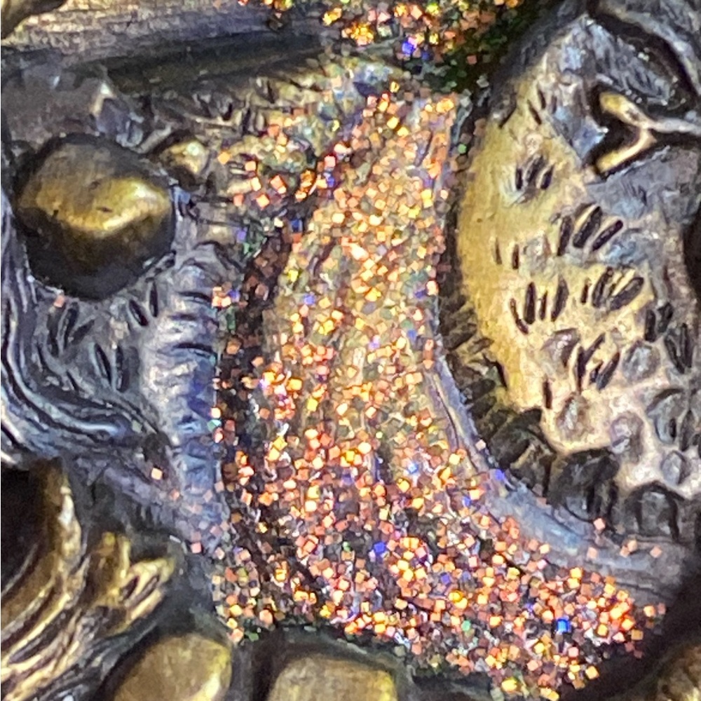 Vintage JJ Fantasy Castle Brooch Gold Tone Mystical Woodland Glitter Path - Picture 4 of 6